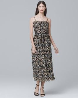 White House Black Market Ml Monique Lhuillier Strappy Floral Lace Midi Dress