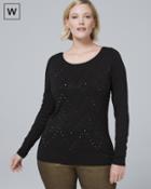 White House Black Market Women's Plus Embellished-front Sweater