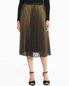 White House Black Market Women's Pleated Metallic Midi Skirt