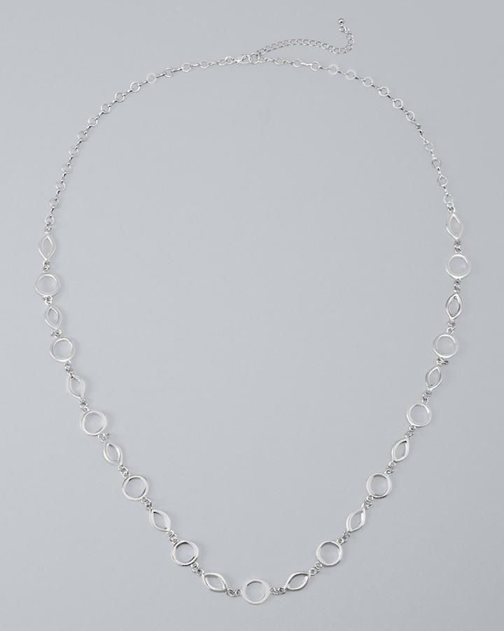 White House Black Market Women's Marquise & Circle Link Long Necklace
