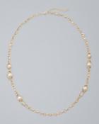 White House Black Market Women's Oval Link & Glass Pearl Long Necklace