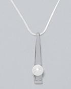 White House Black Market Women's Glass Pearl-accent Linear Pendant Necklace