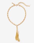 White House Black Market Women's Oblong Link Choker Necklace With Tassels