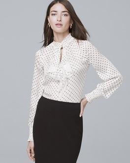 White House Black Market Dotted Victorian Blouse