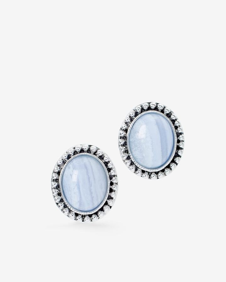 White House Black Market Women's Blue Lace Agate Stud Earrings
