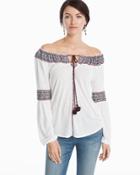 White House Black Market Women's Off-the-shoulder Embroidered  Top
