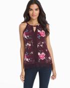 White House Black Market Women's Sleeveless Embroidered Floral Top