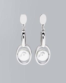 White House Black Market Glass Pearl Oval-link Drop Earrings