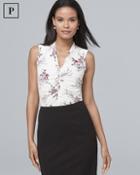 White House Black Market Petite Sleeveless Ruched Floral-print Top