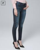 White House Black Market Women's Petite Mid-rise Embellished Tuxedo Stripe Skinny Ankle Jeans
