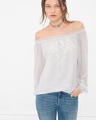 White House Black Market Women's Embroidered Off-the-shoulder Blouse