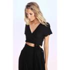 Wildfox Couture Solid Black Wrap Top