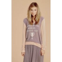 Wildfox Couture World's Cutest Cat V-neck Baggy Beach Jumper