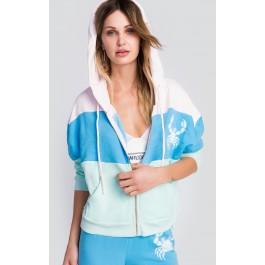 Wildfox Couture Sand Crab Stripe Blocked Marquis Zip Hoodie