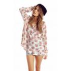 Wildfox Couture Gypsy Roses Lagoon Long-sleeve Henley Thermal