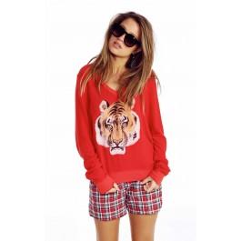 Wildfox Couture Laziest Tiger Ever V-neck Baggy Beach Jumper