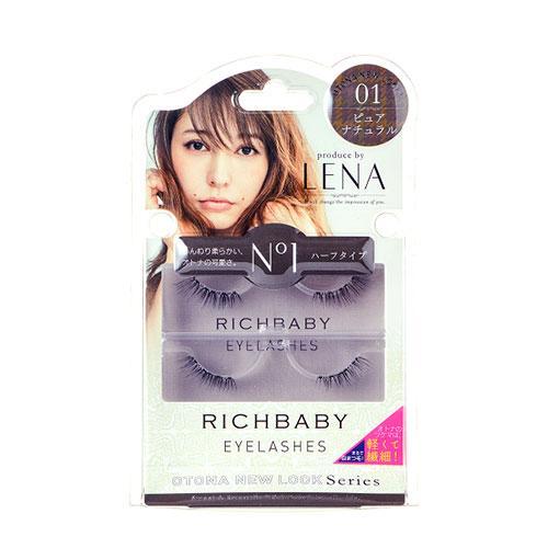 Richbaby False Eyelashes #01 2pairs + Glue 1g