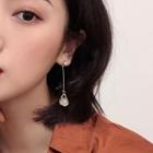 Cat Eye Stone Dangle Earring 1 Pair - Silver Steel - Silver - One Size