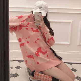 Camo Print Sweater Camo - Pink - One Size