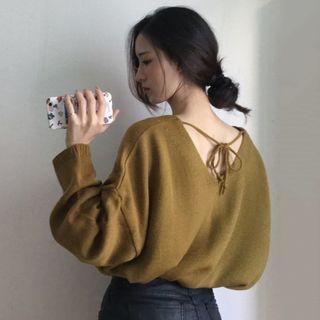 V-neck Tie Back Sweater