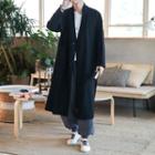 Pocketed Snap-button Long Jacket