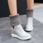 Knit Inset Hidden Wedge Short Boots