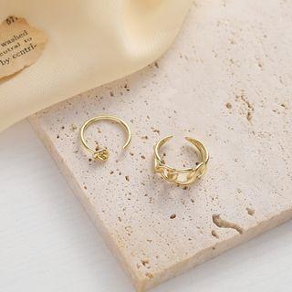 Set Of 2: Knot / Chain Alloy Ring (various Designs) Set Of 2 - Gold - One Size