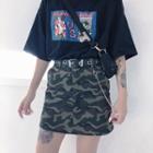 Camo Print A-line Mini Skirt