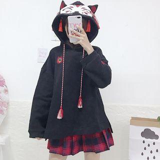 Embroidered Tassel Detail Hoodie