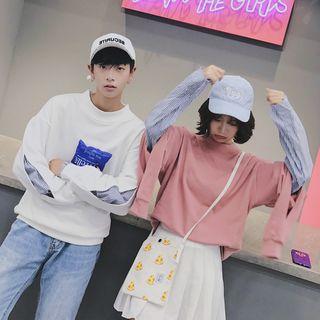 Mock-two-piece Couple Matching Pullover