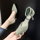 Pointed Ankle Strap Dorsay Pumps