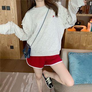 Ruffle Trim Pullover / Contrast Trim Shorts