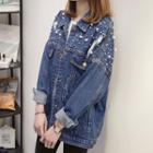 Distressed Beaded Denim Jacket