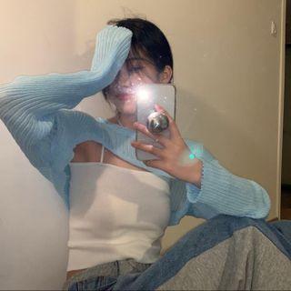 Plain Cropped Tank Top / Round-neck Plain Cape