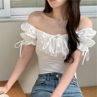 Off-shoulder Drawstring Fitted Top