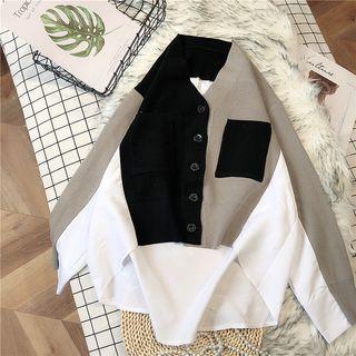Panel Shirt Color-block Sweater