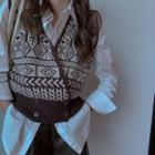 Double-breasted Knit Vest / Plain Shirt