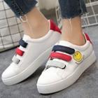 Contrast Trim Velcro Faux-leather Sneakers