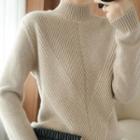 Semi Turtleneck Plain Loose Fit Sweater