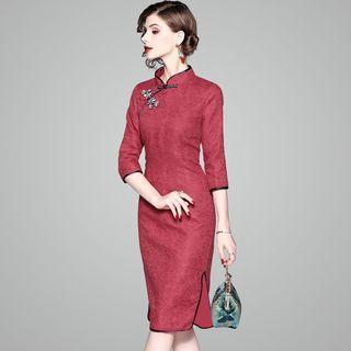 Traditional Chinese 3/4-sleeve Jacquard Dress