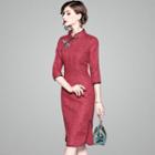 Traditional Chinese 3/4-sleeve Jacquard Dress