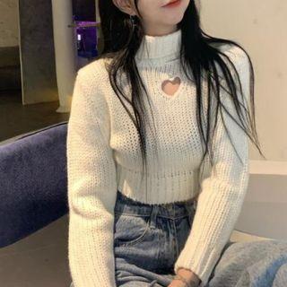 Turtleneck Cutout Cropped Sweater