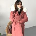 Plain Hooded Coat Wtih Dectachable Hood
