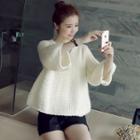 Bell-sleeve V-neck Cropped Sweater