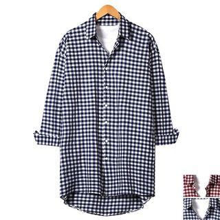 Dip-back Check Long Shirt