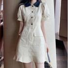Short Sleeve Contrast Collar Mini Polo Dress
