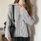 Frog Buttoned Cable Knit Jacket
