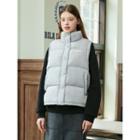 Stand-collar Padded Vest Gray - One Size