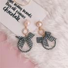 Check Bow-accent Drop Earrings