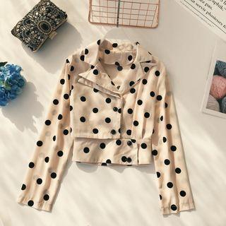 Polka Dot Notch-lapel Cropped Shirt